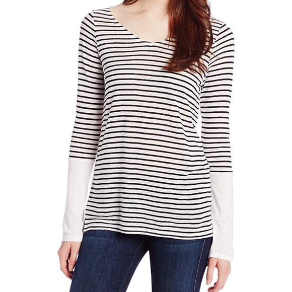 NYDJ Tops - NYDJ tunic white black stripe long sleeve L